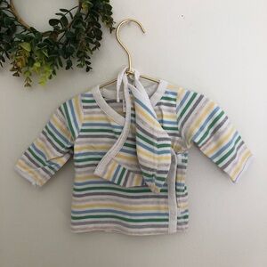 Striped Baby Top with Matching Bonnet